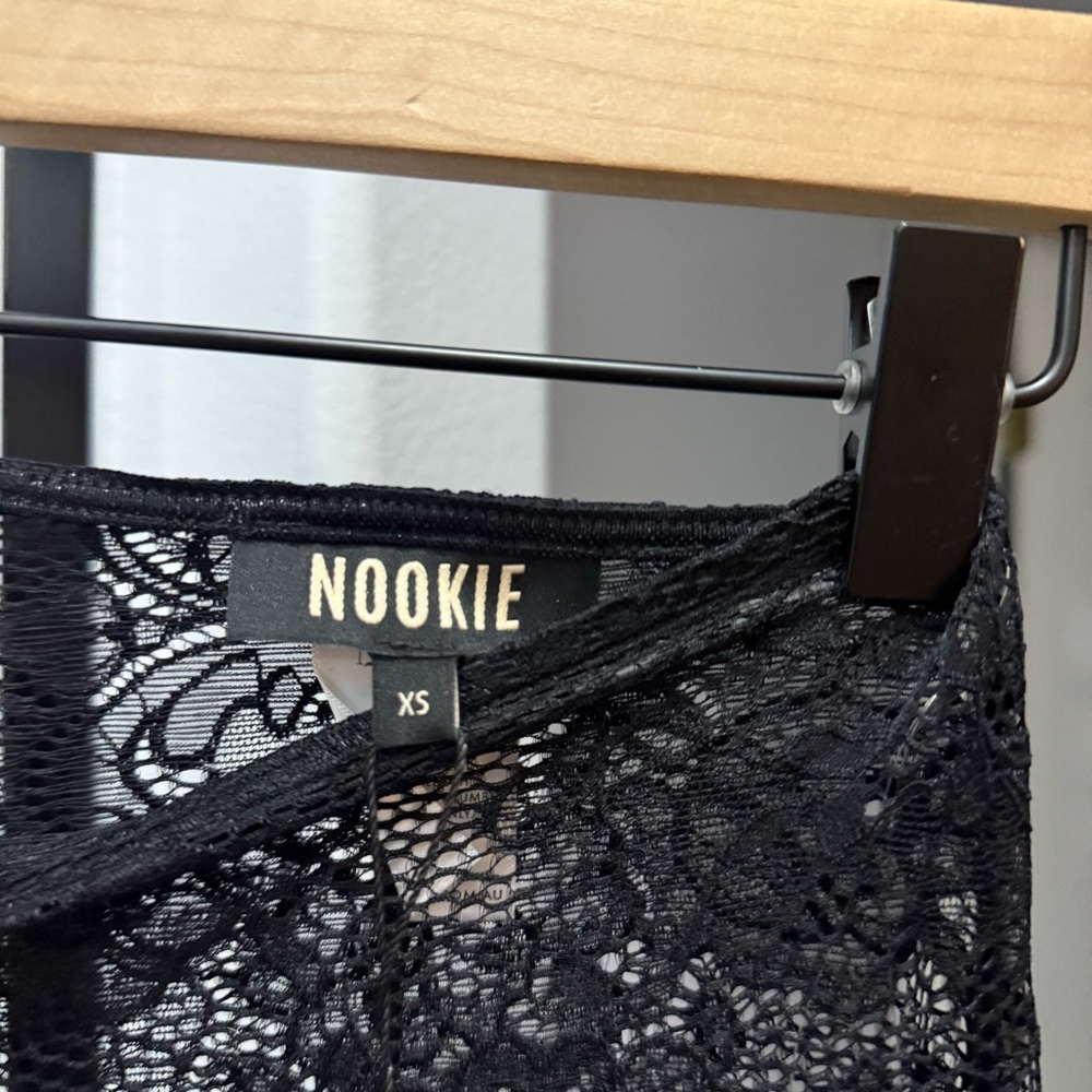Nookie Black Lace Heaven Pant in Black Grunge Flare Stretch 90s Size XS - Picture 5 of 7